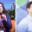 Montagem de duas fotos, à esquerda Raquel Lyra fala ao microfone, à direita João Campos