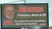 Metroviários colocaram mensagem em painéis de LED de locais próximo a agenda de Lula em Pernambuco - Reprodução