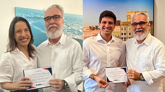 O jornalista encontrou a governadora e o prefeito nesta sexta-feira (19) - Jamildo.com