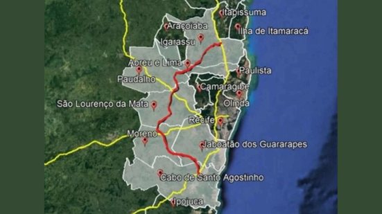 Projeto inicial do Arco Metropolitano, em 2013