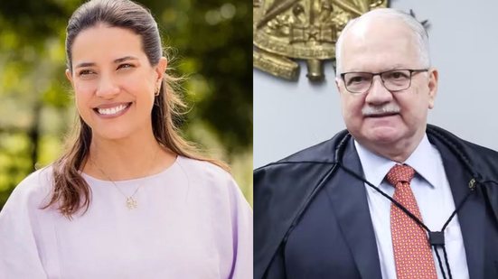 montagem com foto de raquel lyra e foto do ministro fachin