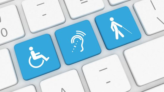 Símbolos de deficiência em teclas de computador