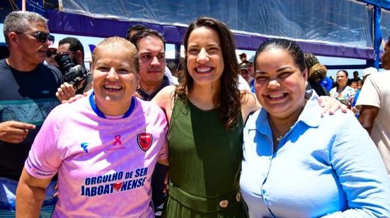 Andréa Medeiros e Raquel Lyra, em Jaboatão