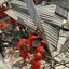 Escombros com bombeiros ao redor