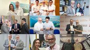 Montagem de 9 fotos que Jamildo está ao lado de alguém, na ordem: Raquel Lyra, João Campos e Victor Marques juntos, Ingrid Zanella, Ricardo Paes Barreto e assessor, Silvio Costa Filho, Hugo Queiroz, Álvaro Porto, embaixadora da Inglaterra e militar