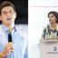 João Campos e priscila krause, montagem de duas fotos deles discursando separadamente