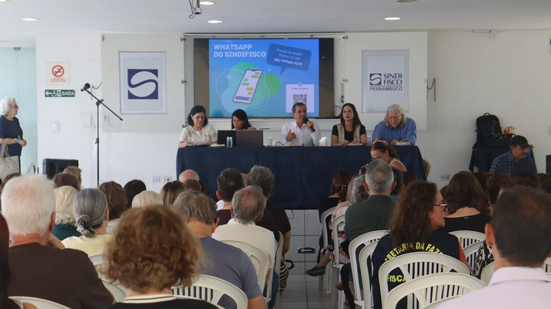 A Assembleia Geral do Sindifisco desta quarta-feira deve ampliar a mobilização de auditores e julgadores
					
					
					Divulgação