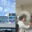 Fachada do Hospital da criança e foto de João Campos cumprimentando uma pessoa ao lado de máquina de ressonância