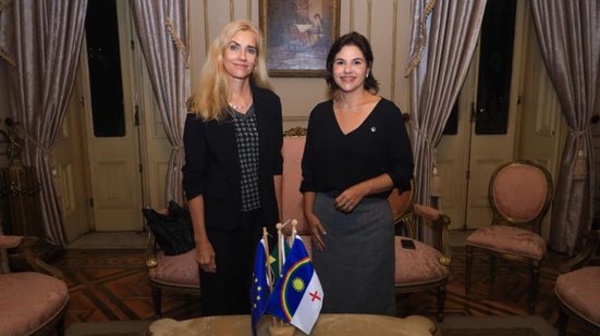 embaixadora da União Europeia e Priscila Krause no Palácio do Campo das Princesas