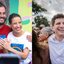 Montagem de 2 fotos, Túlio Gadelha e Raquel Lyra sorriem com as mãos juntas. à direita João Campos sorri em multidão