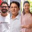 Montagem , com políticos aparecendo nesta ordem Renan Hallais, Ivan Moraes, Anderson Ferreira, Raquel Lyra e João Campos.