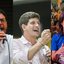 Montagem de 3 fotos, Ivan Moraes, João Campos e Raquel Lyra. todos falam em microfones