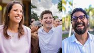 Montagem de 3 fotos Raquel Lyra, João Campos e Ivan Moraes. Todos sorriem