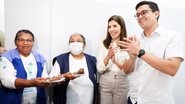 Prefeito Victor Marques e secretária de Saúde no Recife em nova farmácia