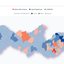 Mapa de Pernambuco com as cores laranja e azul em cada cidade