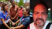 Raquel Lyra dá as mãos à moradora da comunidade - Felipe Cury grava vídeo em carro