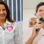 Raquel Lyra em debate e João Campos fala ao microfone