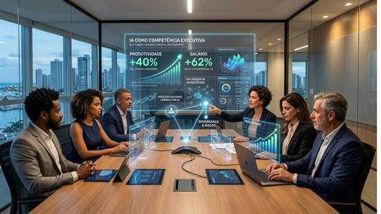 Embora o acesso à inteligência artificial tenha se popularizado, diversas organizações relatam obstáculos para converter o uso da tecnologia em metas concretas.
					
					
					Foto: Imagem gerada por IA/Gemini