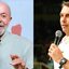 Imagem mostra fotos dos candidatos à Presidência da República Luiz Inácio Lula da Silva Flávio Bolsonaro