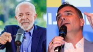 Lula e Flávio Bolsonaro falam ao microfone