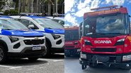 Viaturas da polícia e dos bombeiros