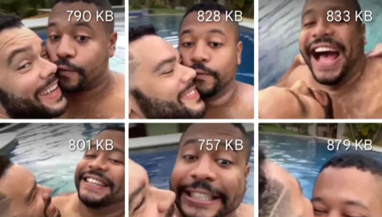 Vinicius Castello na piscina com outro homem