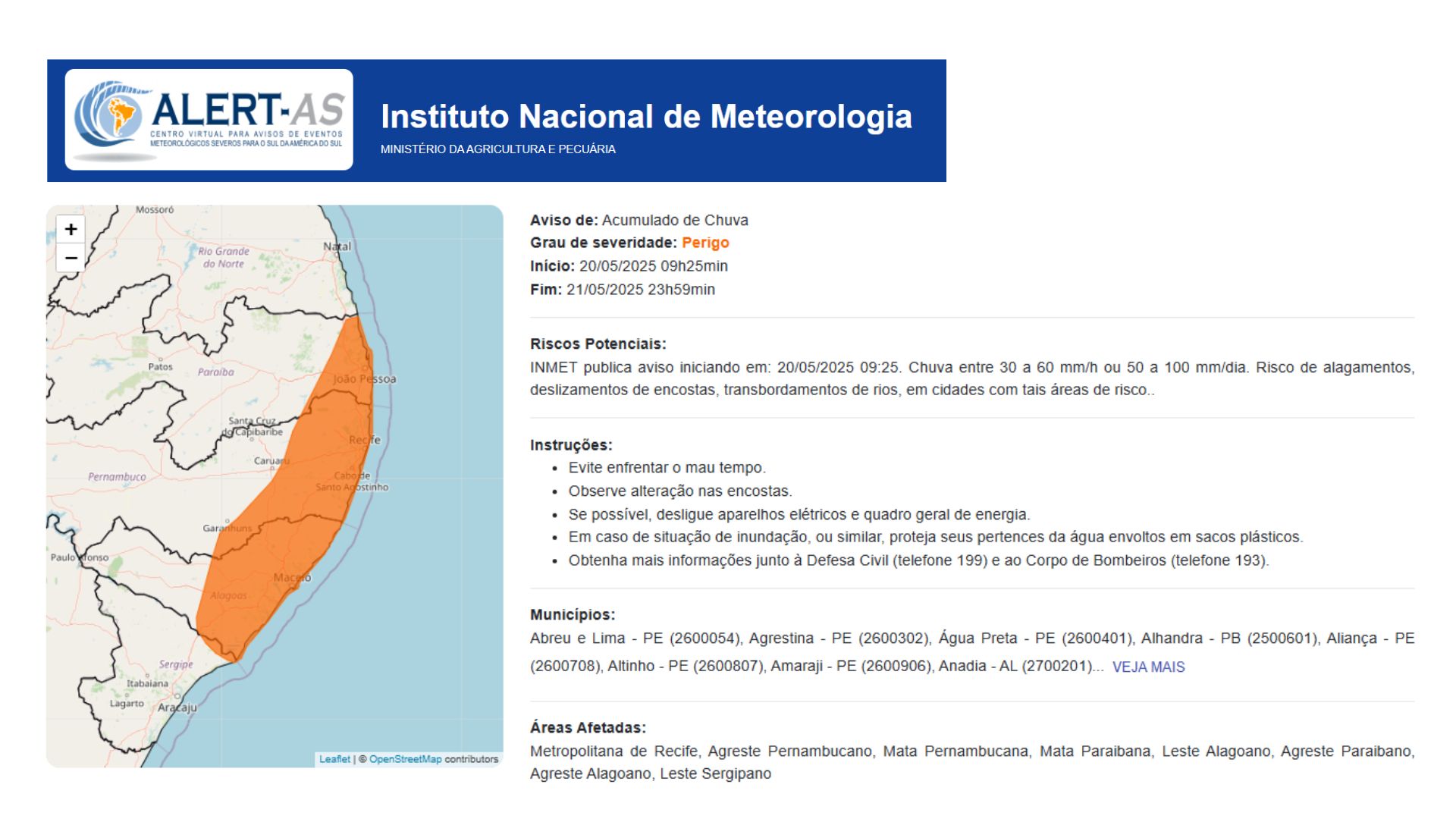 Alerta de Chuvas do INMET
