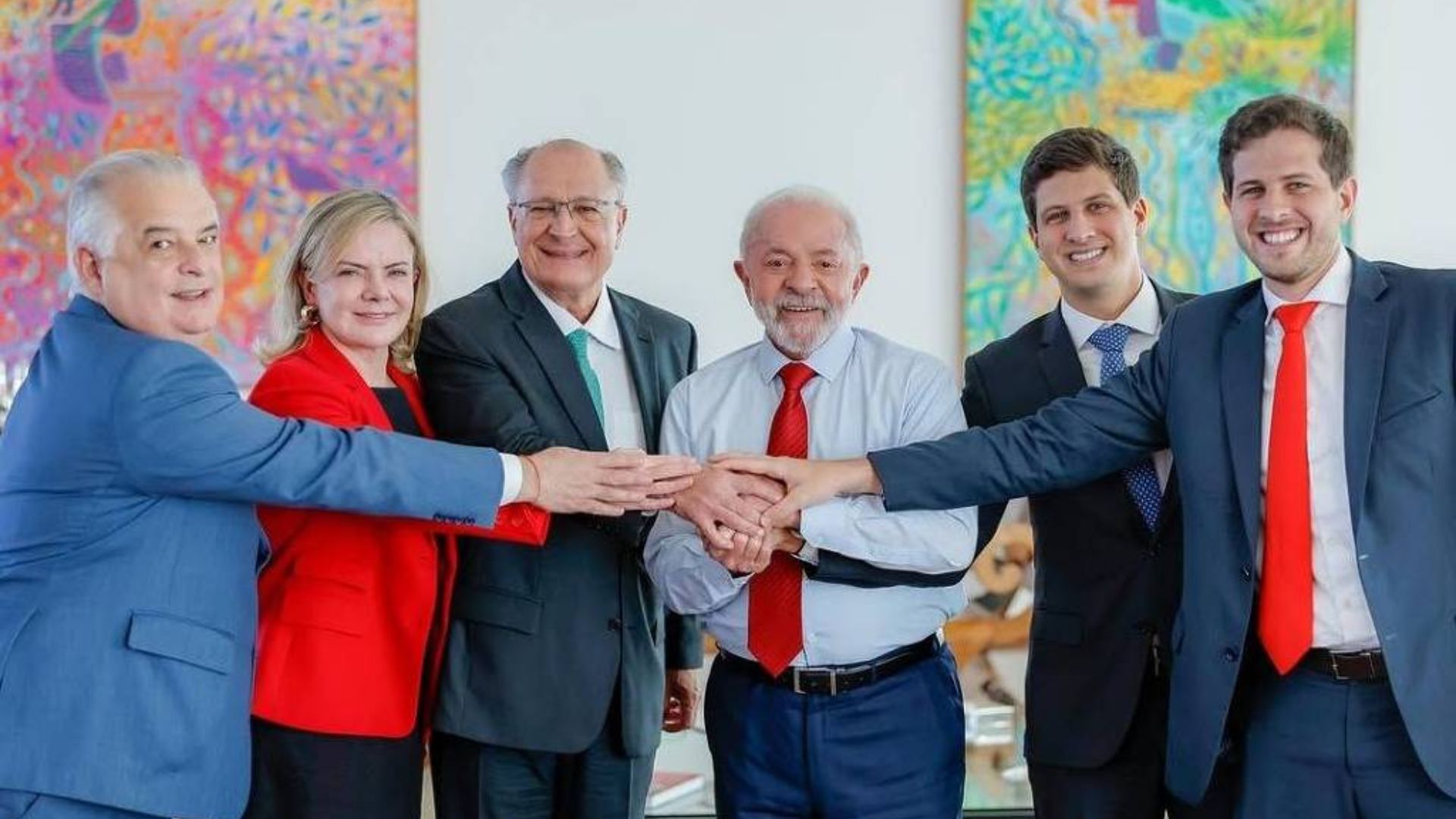 ALMOÇO NA ALVORADA, LULA, GLEISI, JOAO E PEDRO CAMPOS, GERALDO ALCKMIN MÁRCIO FRANÇA