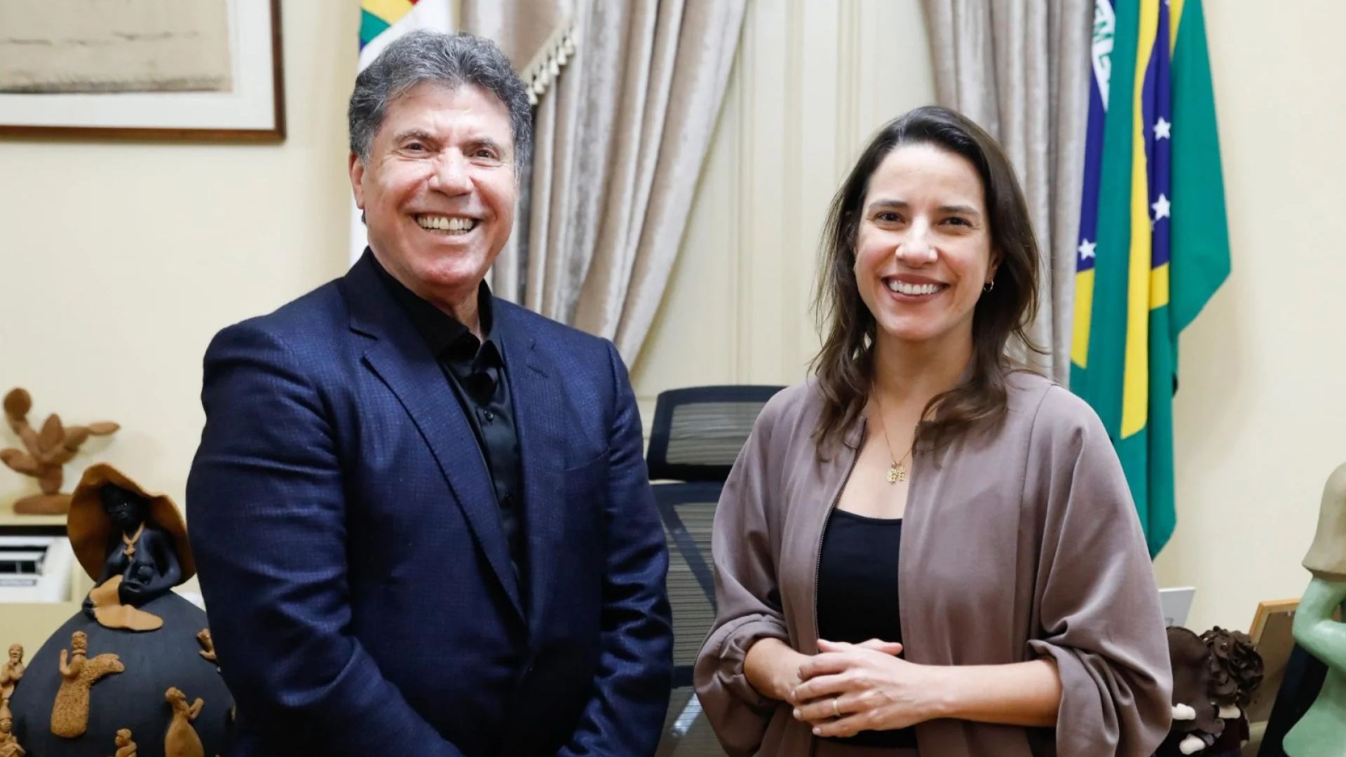 Prefeito do Cabo de Santo Agostinho, Lula Cabral e governadora de Pernambuco, Raquel Lyra