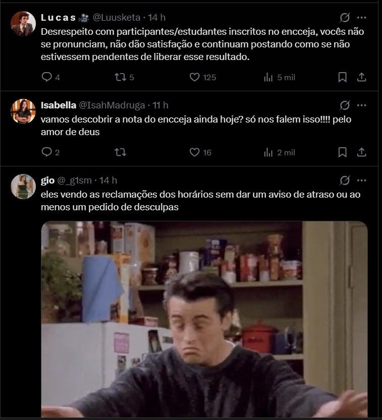 participantes reclamam de atraso no resultado do encceja. Notas deviam ter sido divulgadas ontem